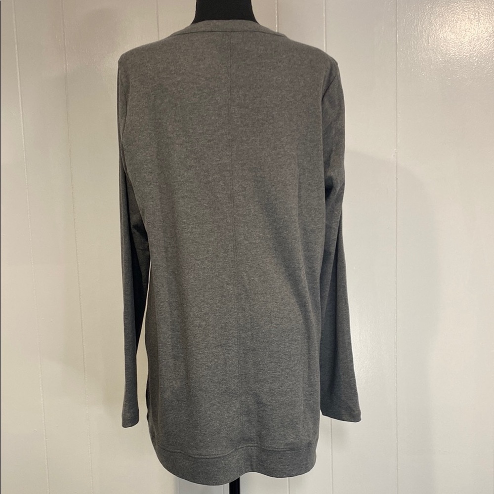 Lands’ End Oversized Tunic Long Sleeve Crewneck | Heather Gray Casual Top Size M - Picture 7 of 12